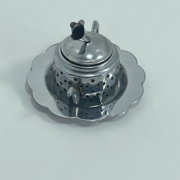 Alfred E. Knobler Metal Tin Tea Infuser Teapot with Underplate Vintage - Picture 2 of 6